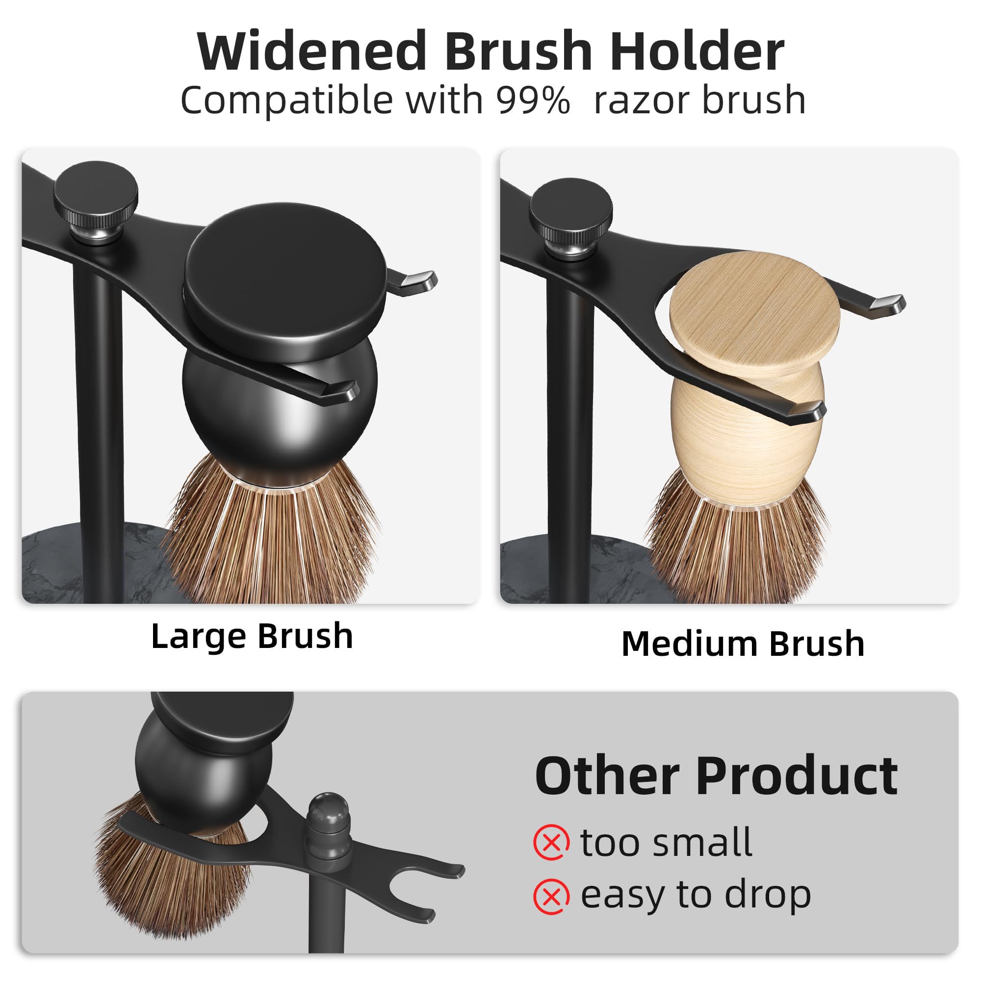 Pickpiff marble base and black holder add a refined touch to your bathroom.