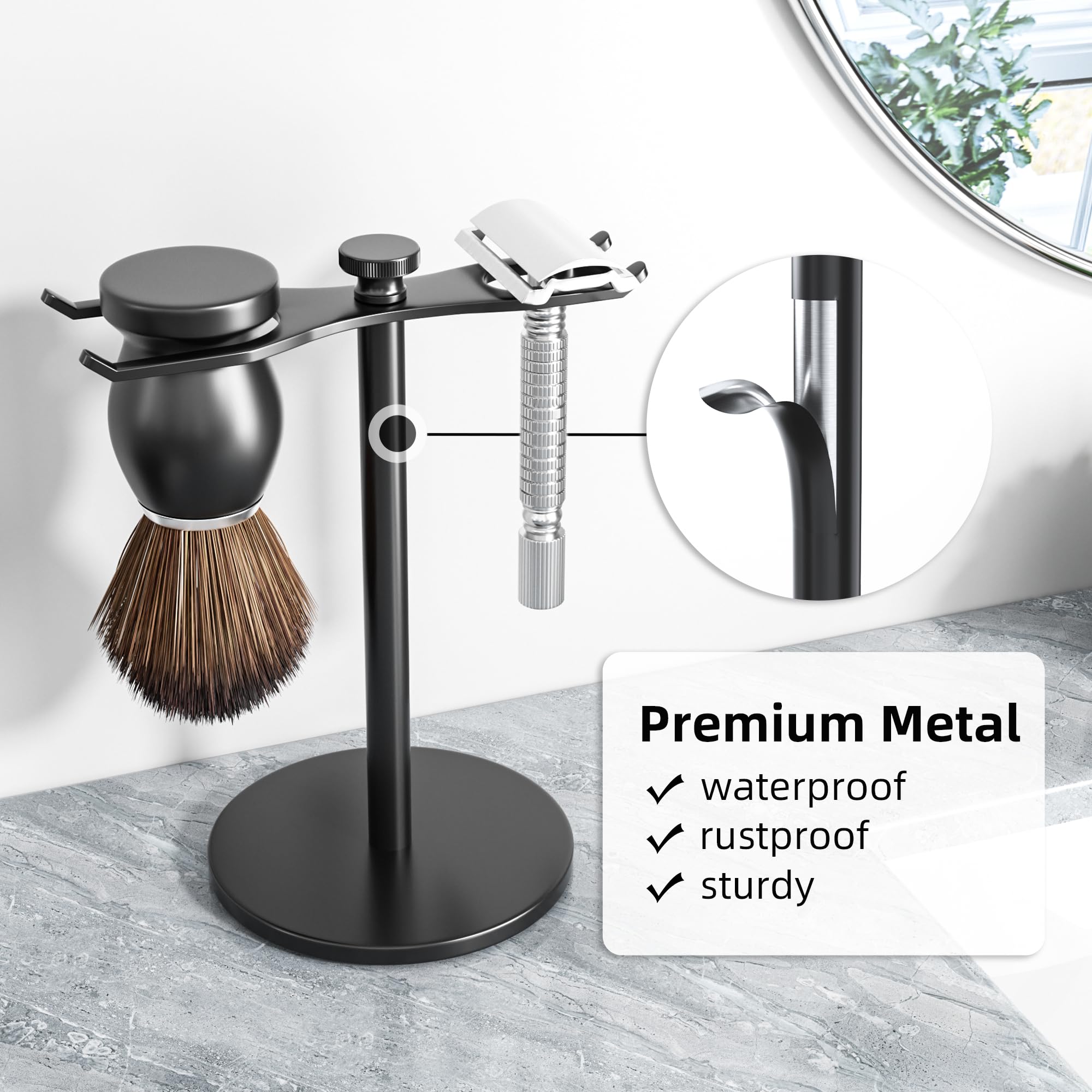 Pickpiff Safety Razor Stand desk organization image portrays a clean, orderly counter setup