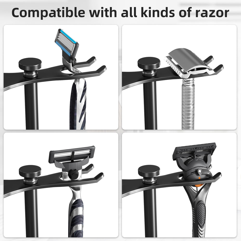 Pickpiff Safety Razor Stand heavy-duty metal base emphasizes stability for daily grooming