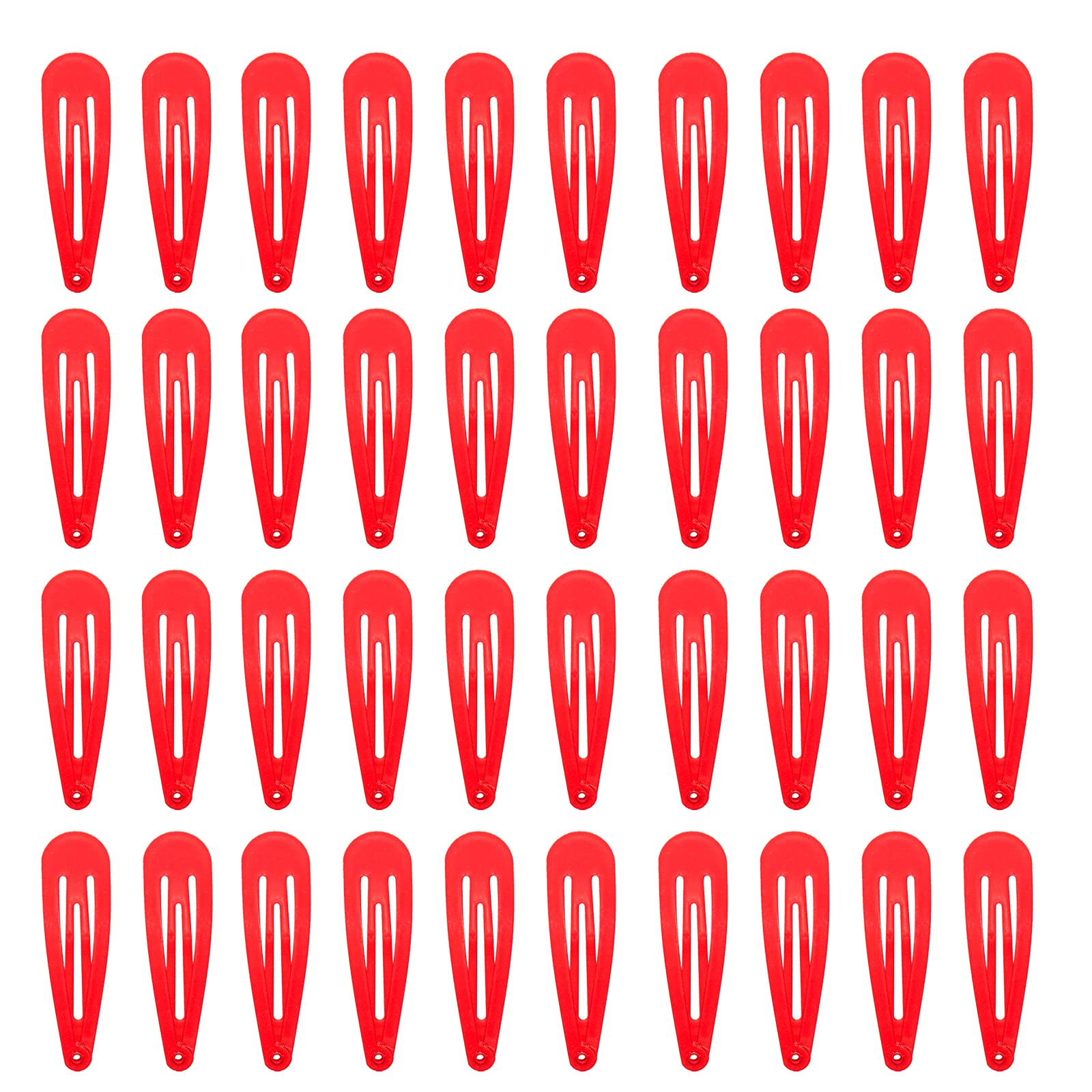 PIDOUDOU 40-count red metal snap hair clips close-up showing secure grip for thick or fine hair.