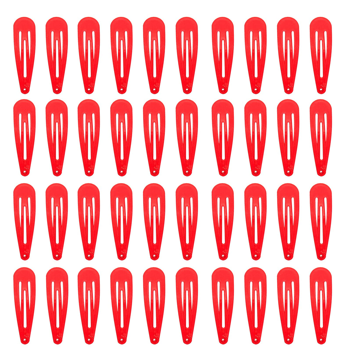 PIDOUDOU 40-count red metal snap hair clips close-up showing secure grip for thick or fine hair.