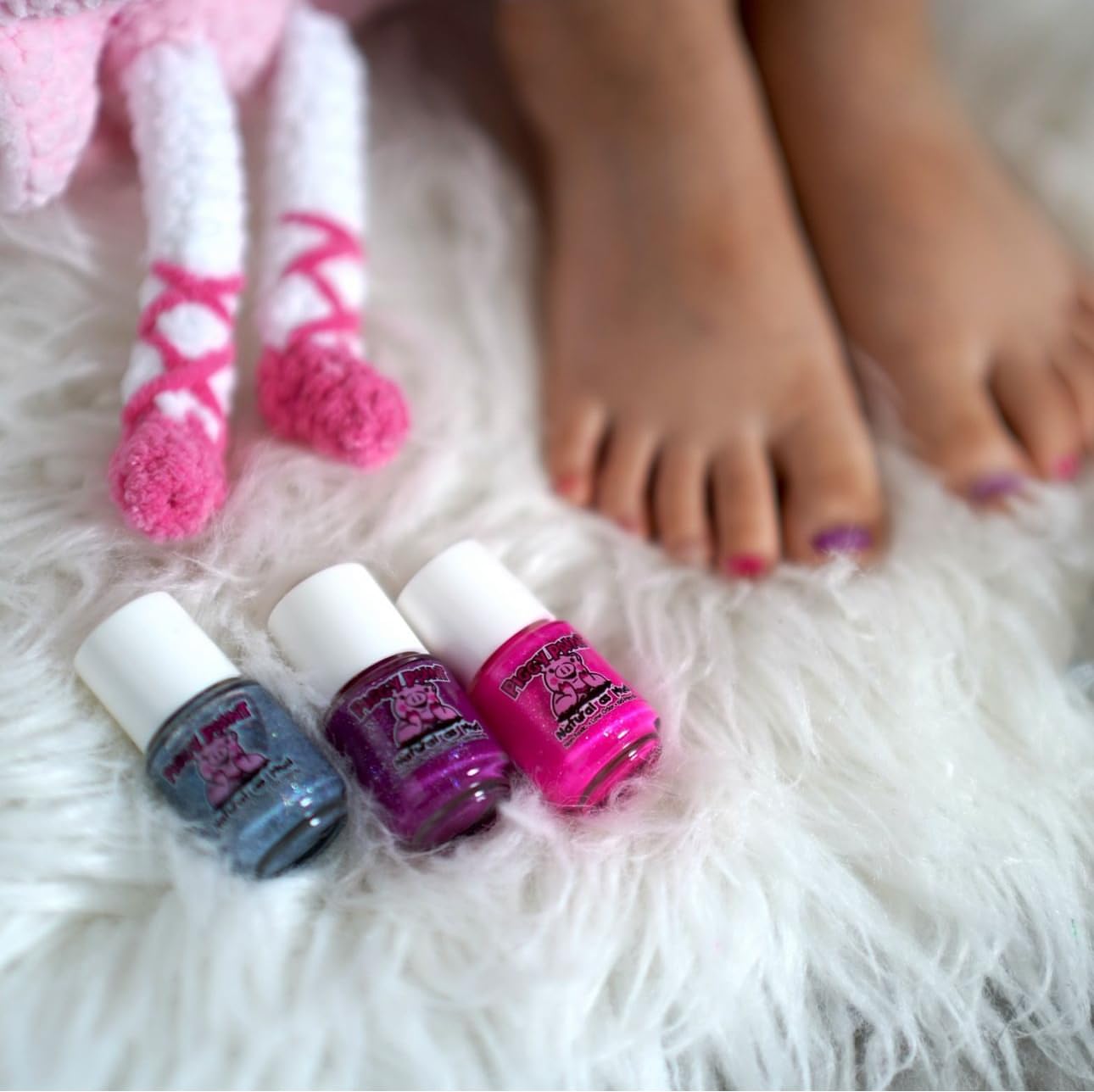 Piggy Paint Basecoat and Shine Topcoat for durable, glossy nails