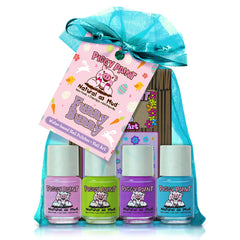 Piggy Paint Funny Bunny nail polish bottle swatch with vibrant kid-friendly color
