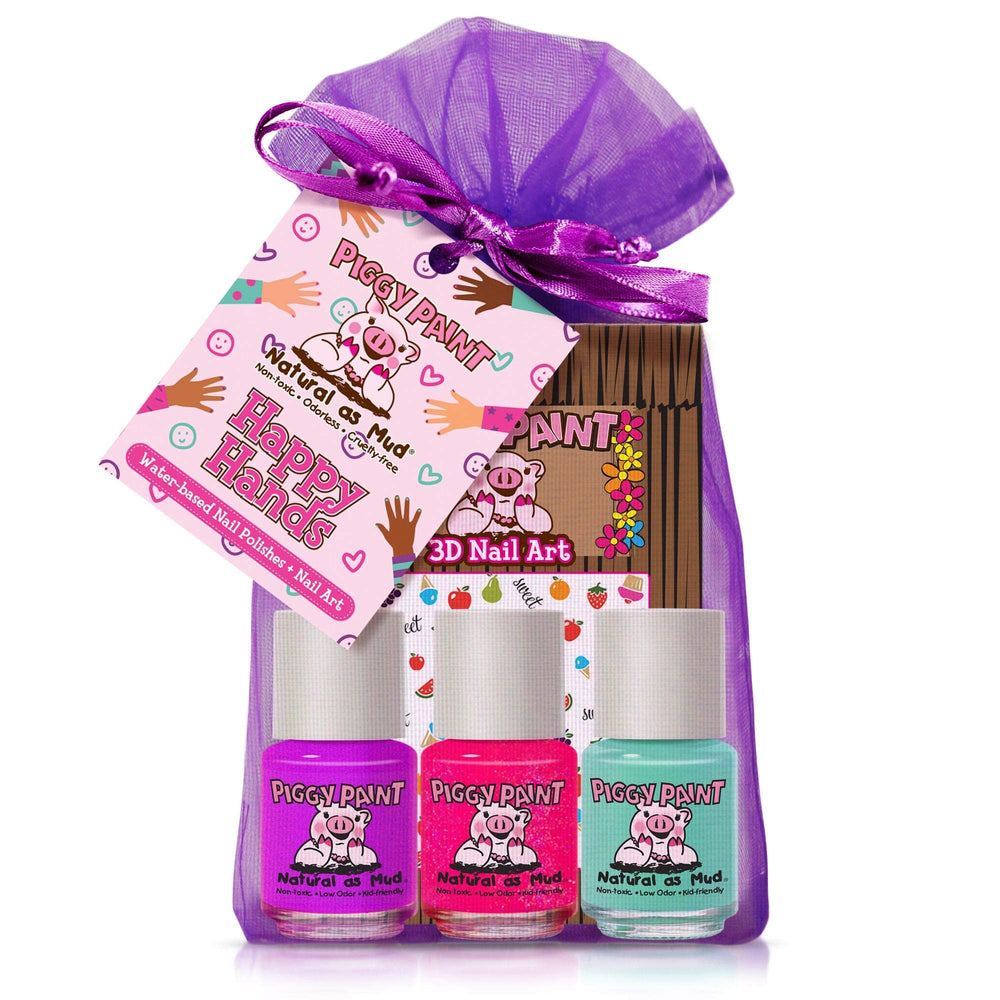 Piggy Paint Happy Hands Set three-polish colors for bright, kid-friendly nails and creative play.