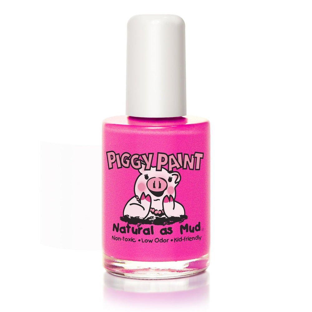 Piggy Paint LOL neon-magenta bottle highlighted for safe, non-toxic kids' nail polish.