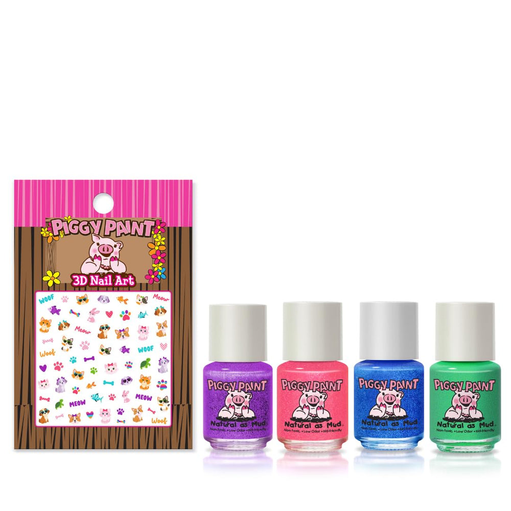 Piggy Paint non-toxic water-based bottles deliver vibrant color with low odor.
