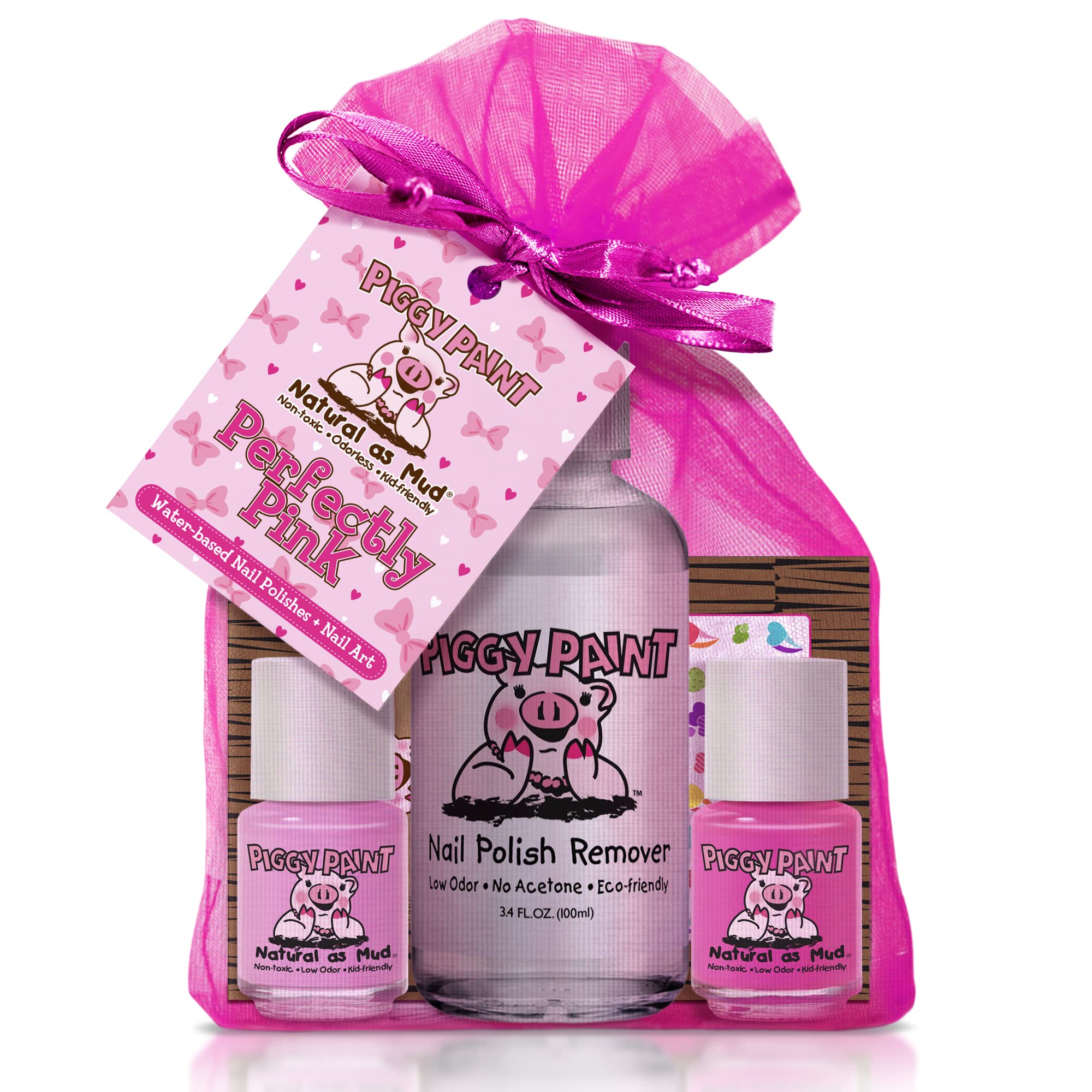 Piggy Paint Perfectly Pink two-polish bottles show non-toxic kid-friendly color.