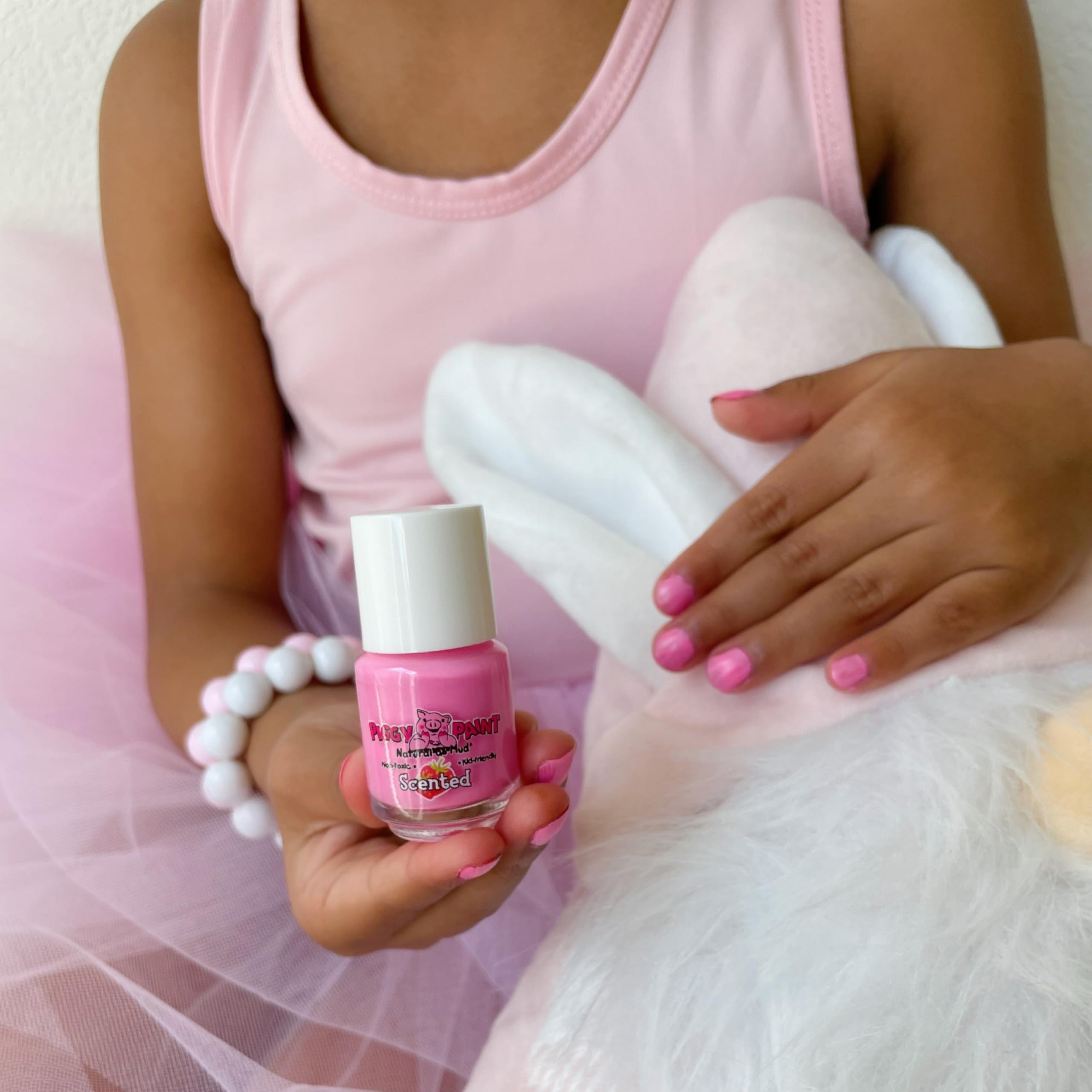 Piggy Paint scented 4-pack packaging with compact bottles.