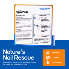 Piggy Paste Gel nail closeup highlights thick brittle nails needing gentle restoration.