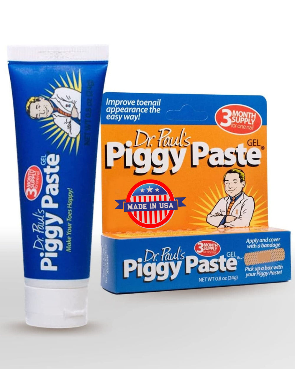 Dr. Paul's Piggy Paste Gel, frente del producto, inicia el cuidado suave de uñas.