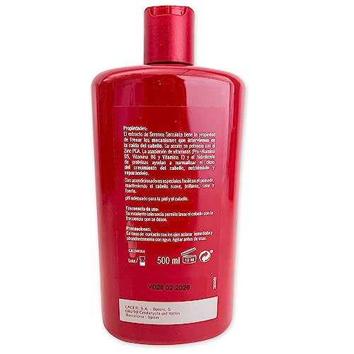 Close-up of Pilexil Shampoo Anticaída zinc-rich formula for thicker hair.