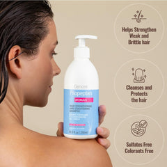 Pilopeptan Woman Shampoo lather on hair promoting cleanse and fullness