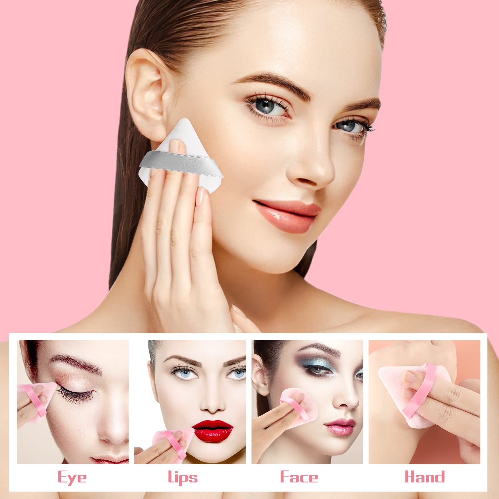 Pimoys makeup puff set suits liquid, cream, and powder products.