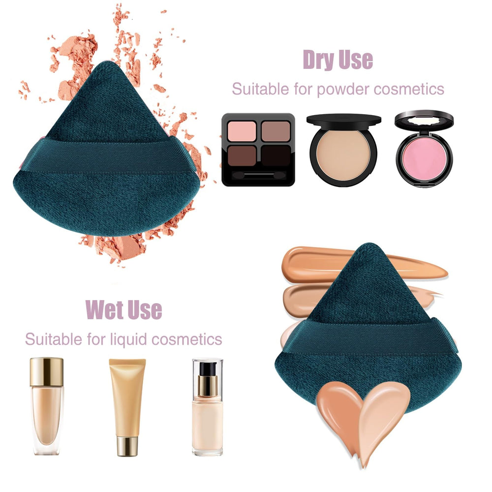 Pimoys dual-use puff supports wet foundation and dry powder for versatile makeup.