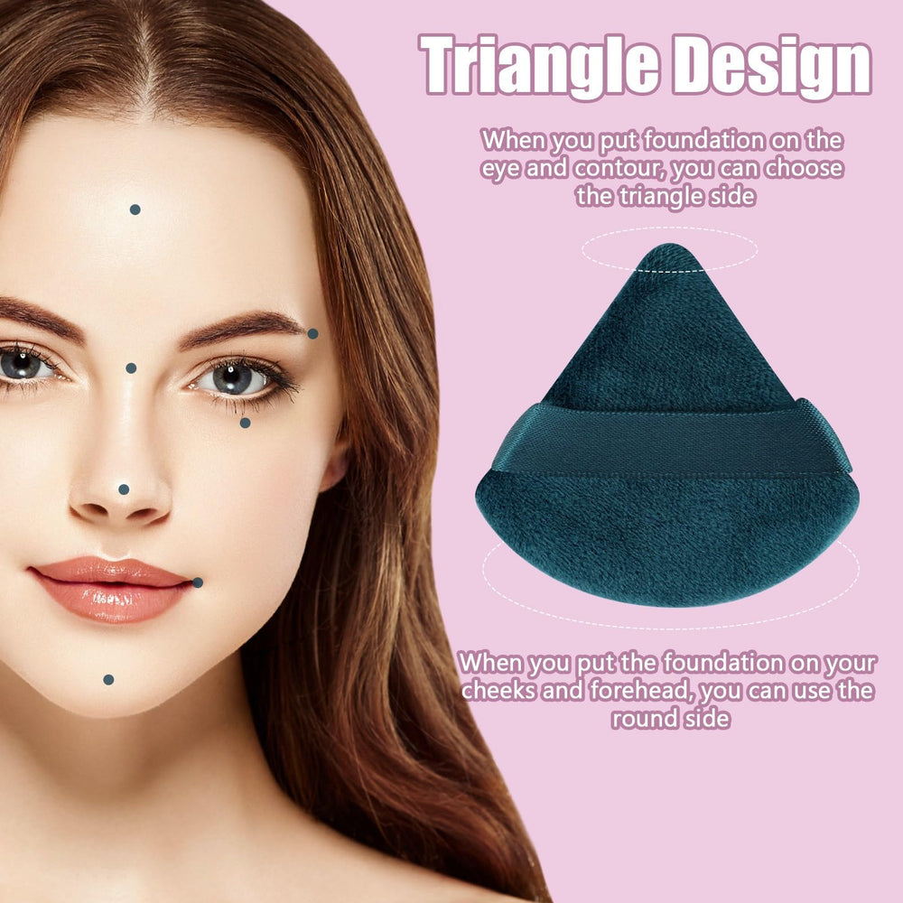 Pimoys powder puff with strap-hold design enhances control during makeup application.