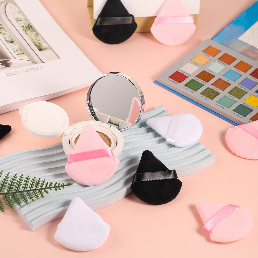 Pimoys triangle-puff helps reach T-zone and eyes for precise contour.