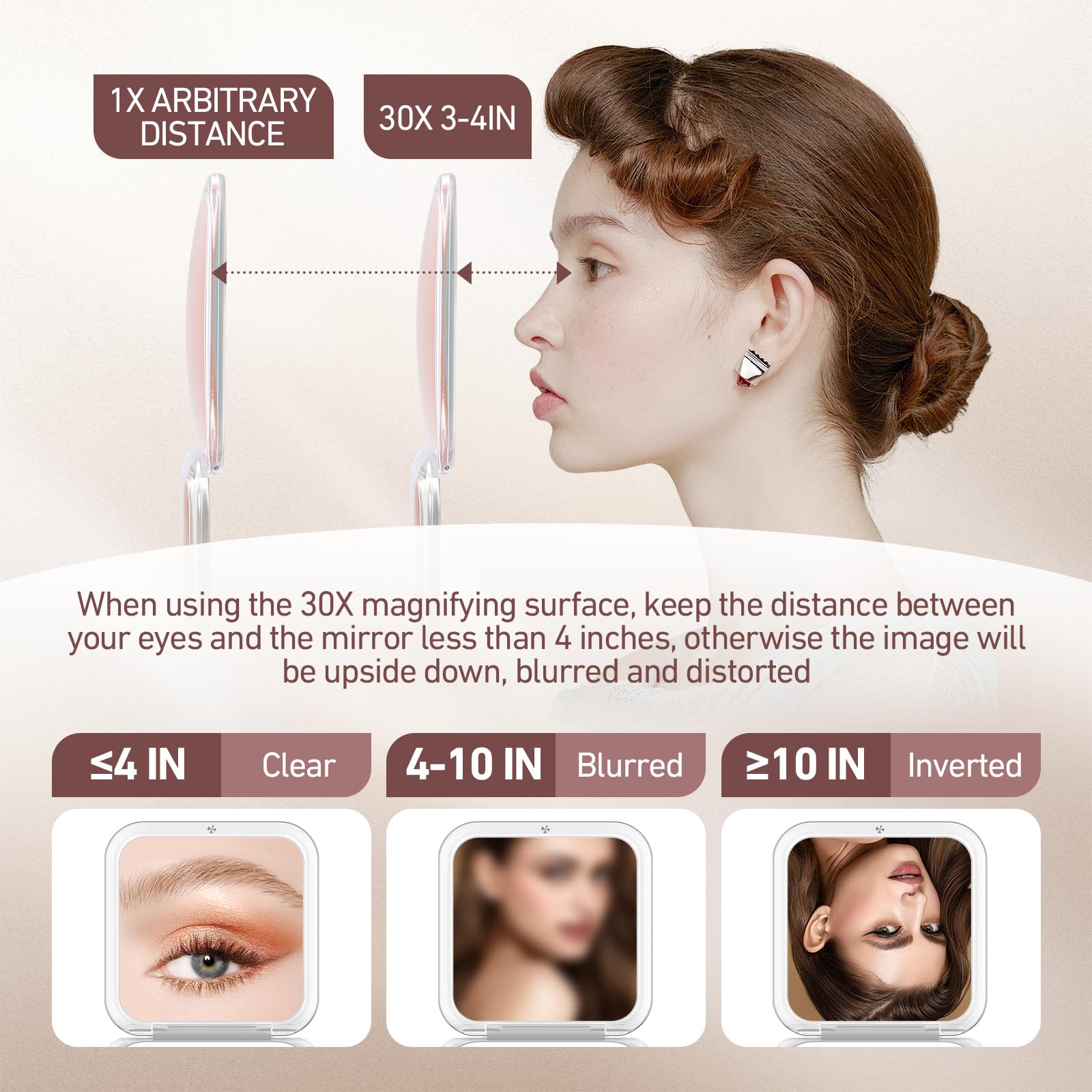PIMPLEGO compact makeup mirror fits in handbag for quick everyday checks.