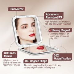 PIMPLEGO magnetic closure travel mirror stays shut in bags and purses.