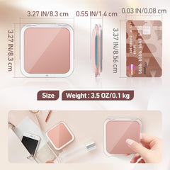 PIMPLEGO pocket travel mirror with rose frame for easy on-the-go touch-ups.