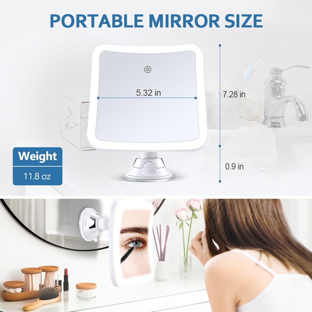 PIMPLEGO rotatable 180-degree mirror for ideal angle during makeup tasks.