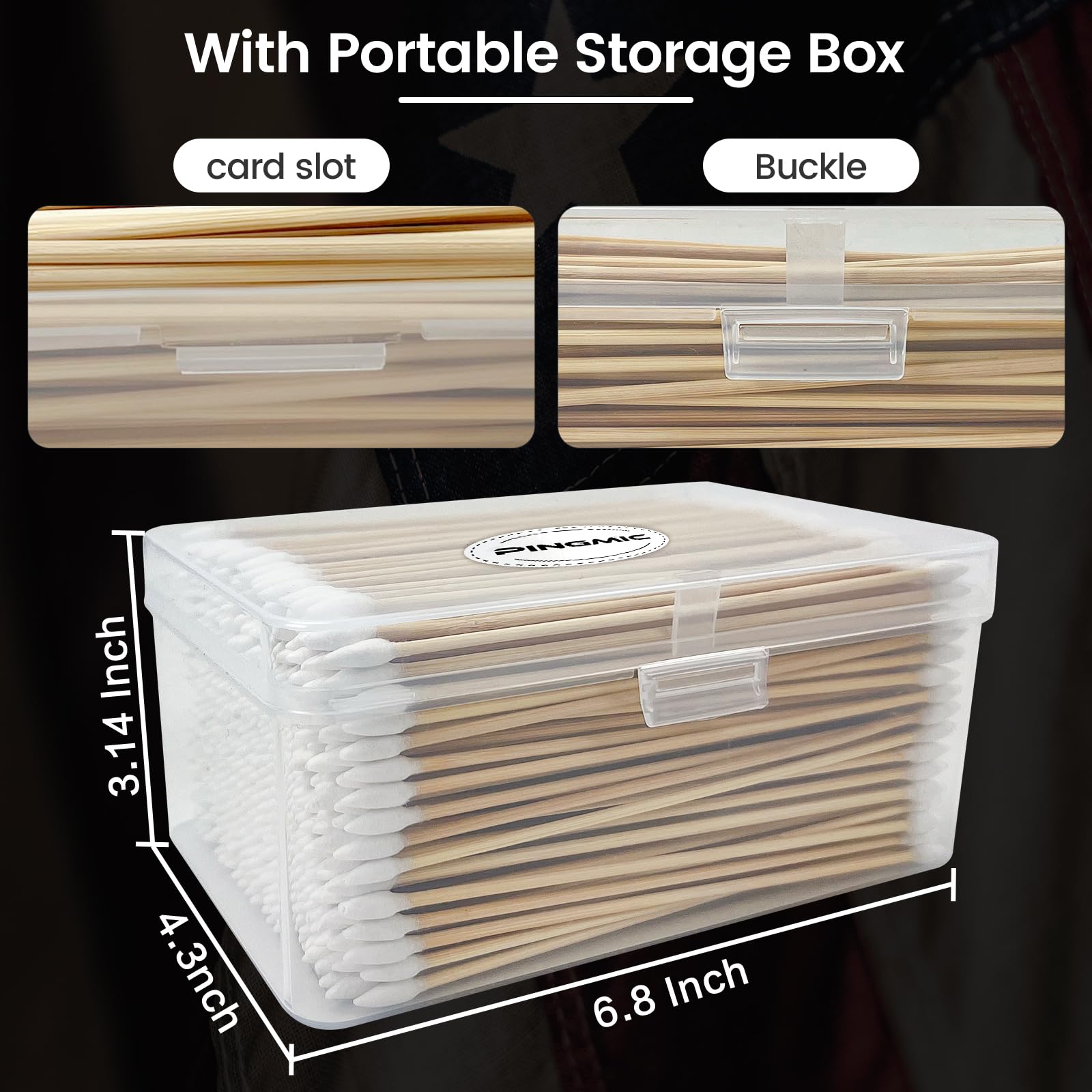 PINGMIC 400-piece two-sided swabs in a durable box for long-term use