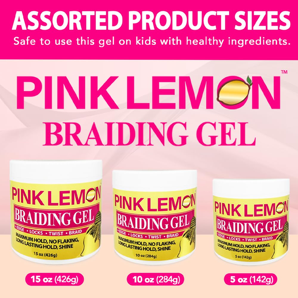 PINK LEMON Braiding Gel suits all hair types for versatile styling.