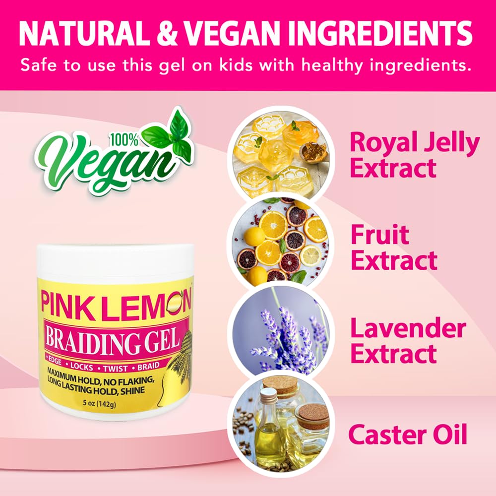 PINK LEMON Braiding Gel in action speeds up drying and styling.