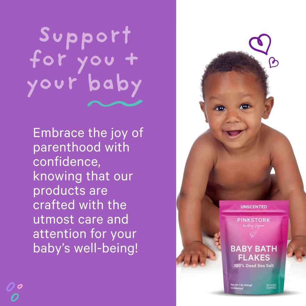 Pink Stork label notes melatonin free formula for safe bedtime baths