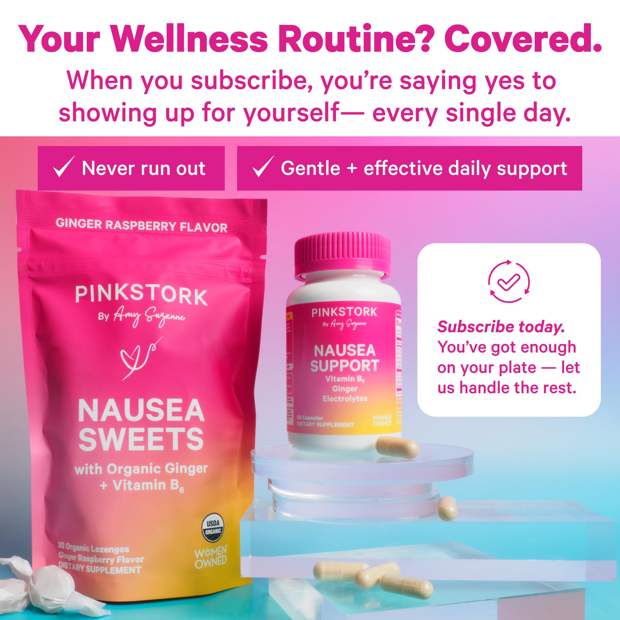Pink Stork third-party tested seal reinforces product purity and potency.