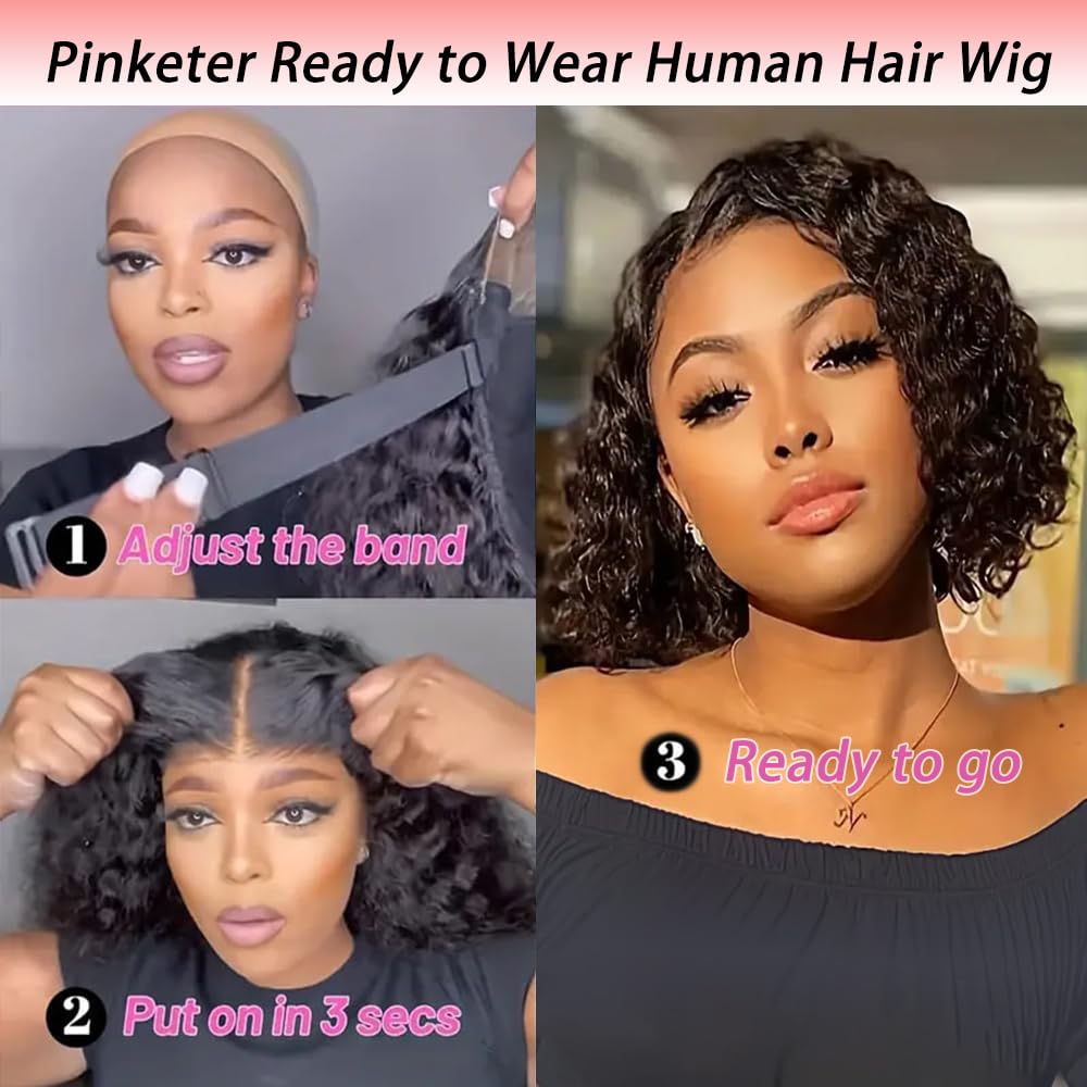 Pinketer bob wig 12inch curly silhouette for everyday wear