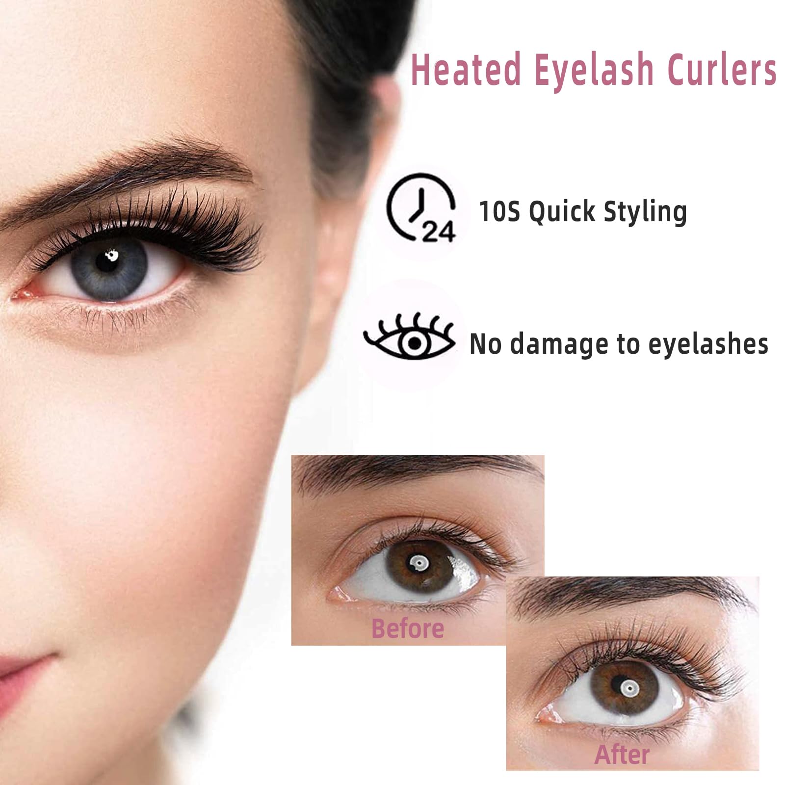 Pinkiou heated eyelash curler anti-scalding pad protects eyelids
