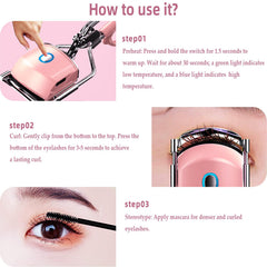 Pinkiou heated eyelash curler green indicator for gentle styling reminder