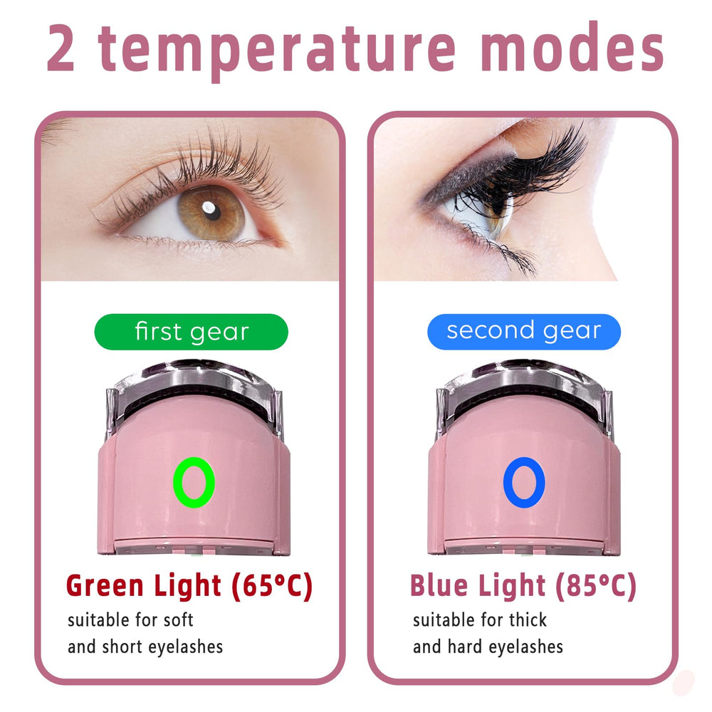 Pinkiou heated eyelash curler two temperature modes for delicate or thick lashes