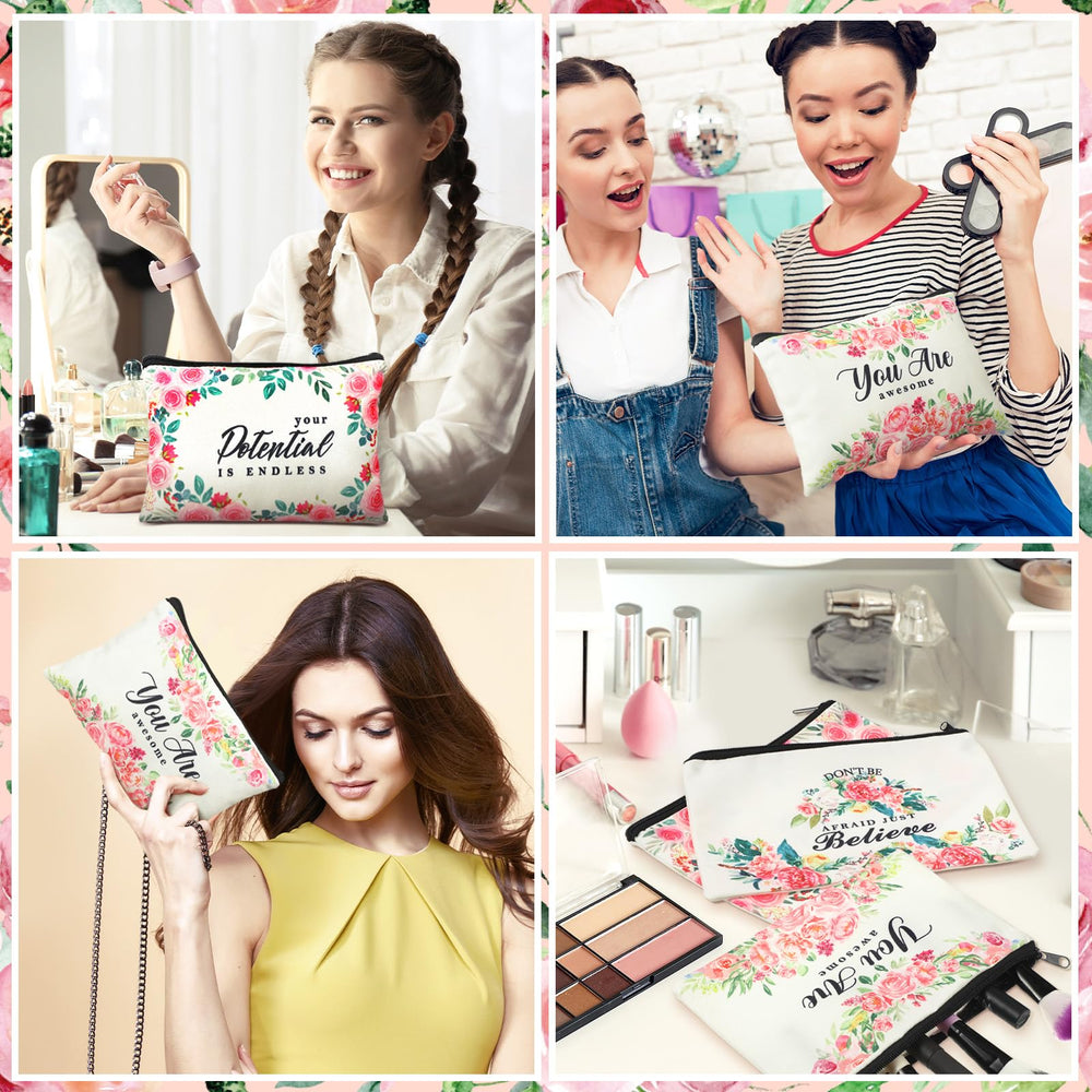 Pinkunn flower canvas makeup bag durable canvas material with lasting color.