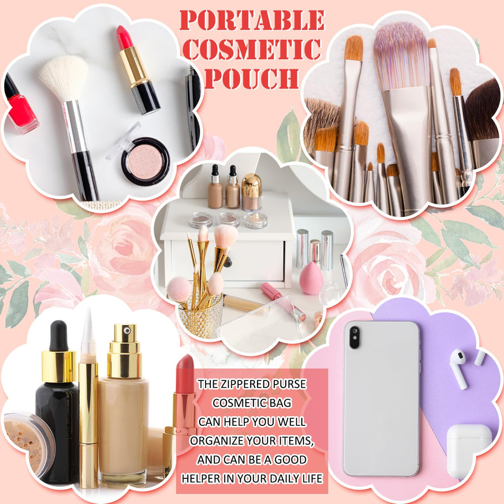 Pinkunn flower canvas makeup bag fits lipsticks, brushes, and small accessories.