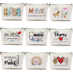 Pinkunn nurse makeup bag patterns highlight cheerful motifs, perfect for organizing cosmetics