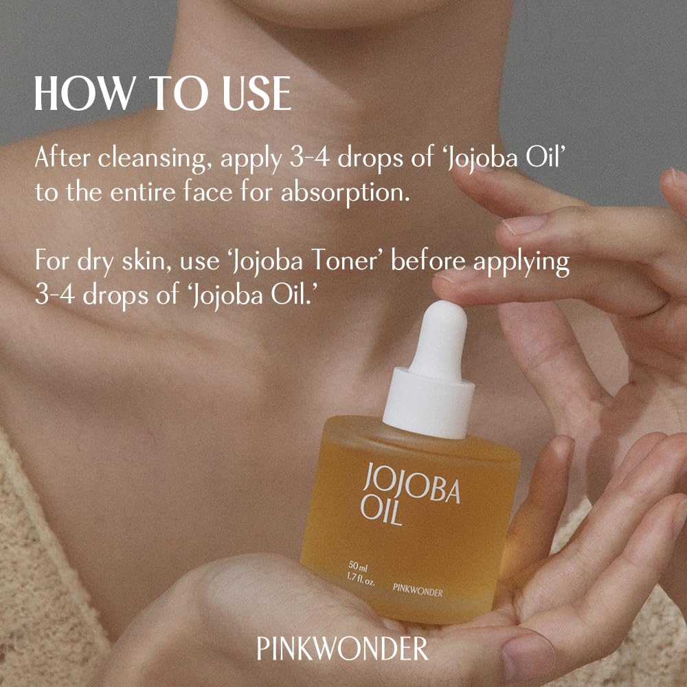 PINKWONDER Face oil application demonstrates quick hydration with 3-4 drops.