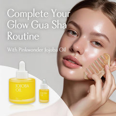 PINKWONDER Jojoba Oil dropper highlights precise application for face and cuticles.