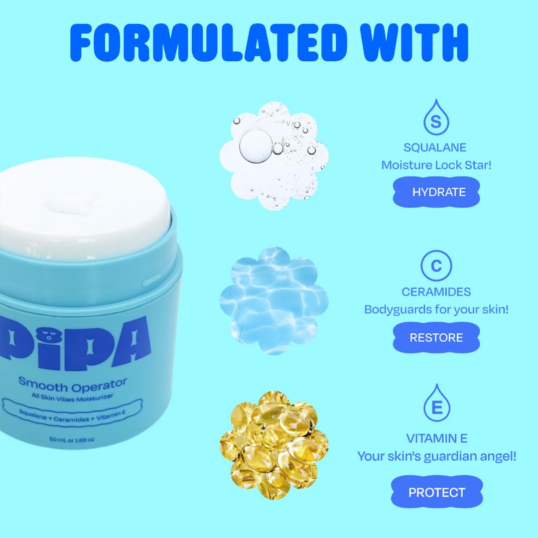 Pipa Smooth Operator pediatrician-approved label signals safe daily kids skincare.