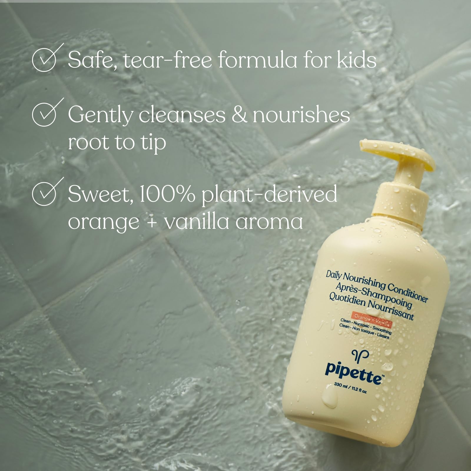 Pipette Kids bath-time duo on shelf for easy bathtime routine.