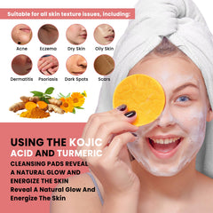 PIPIHUA turmeric kojic acid cleansing pads closeup texture highlights soft fibers for all skin types.