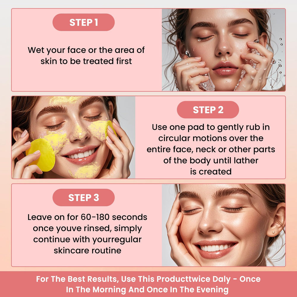 PIPIHUA turmeric kojic acid cleansing pads ingredients visual emphasizing turmeric and vitamin C.