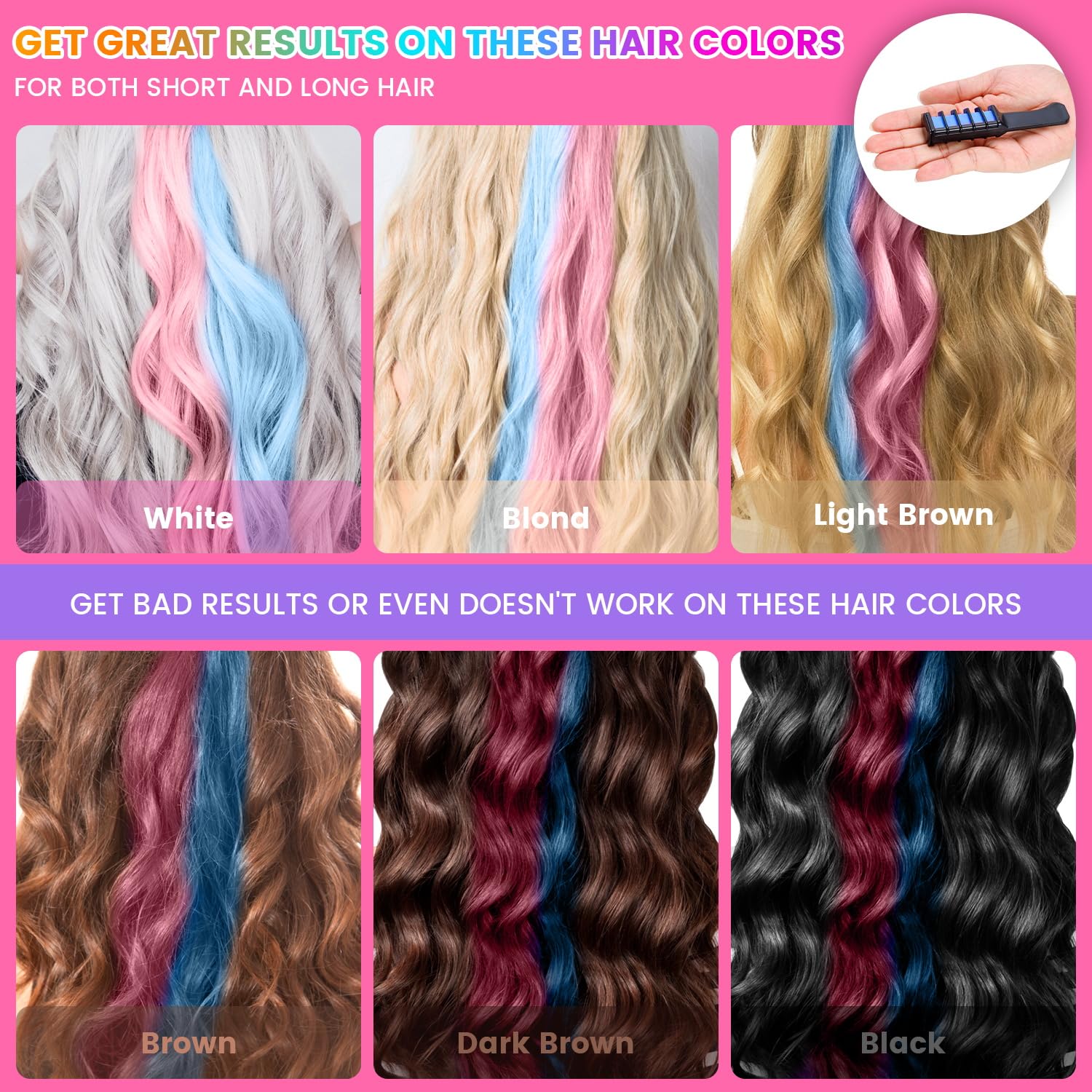 Pipirich Hair Chalk application on light hair demonstrates easy, temporary color without long-term commitment.