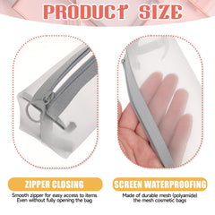 Piriuuo 3Pcs mesh makeup bag khaki for on the go visibility