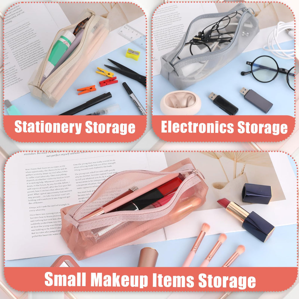 Piriuuo mesh makeup bag grid design highlights compact storage