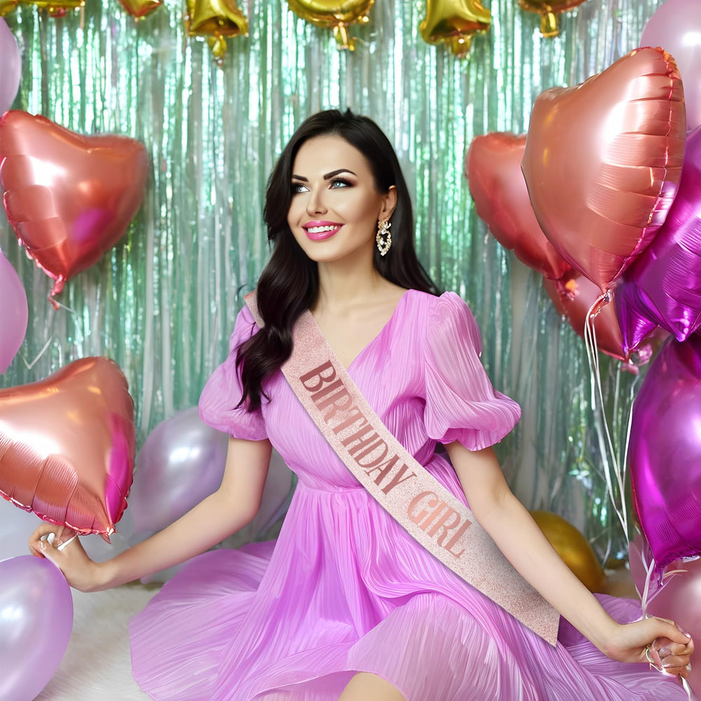 Piriuuo model-wearing sash showcases versatile birthday styling for women and girls
