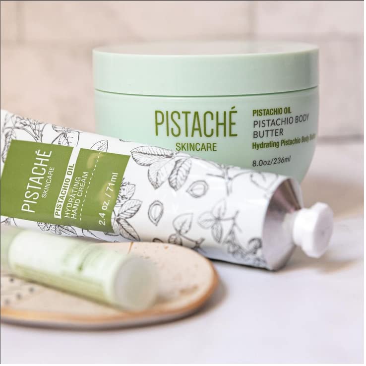 Pistaché Skincare Pistachio Oil Hand Cream texture closeup shows velvety creamy feel