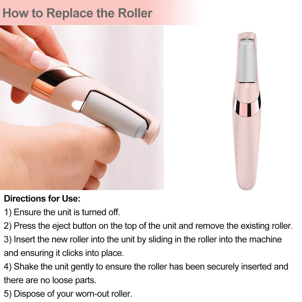 Piwerod Pedi Roller compatibility image shows fit with Finishing Touch Flawless Pedi tools.