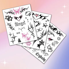 Pixel Hearts butterflies tattoo with delicate lines for feminine accessory