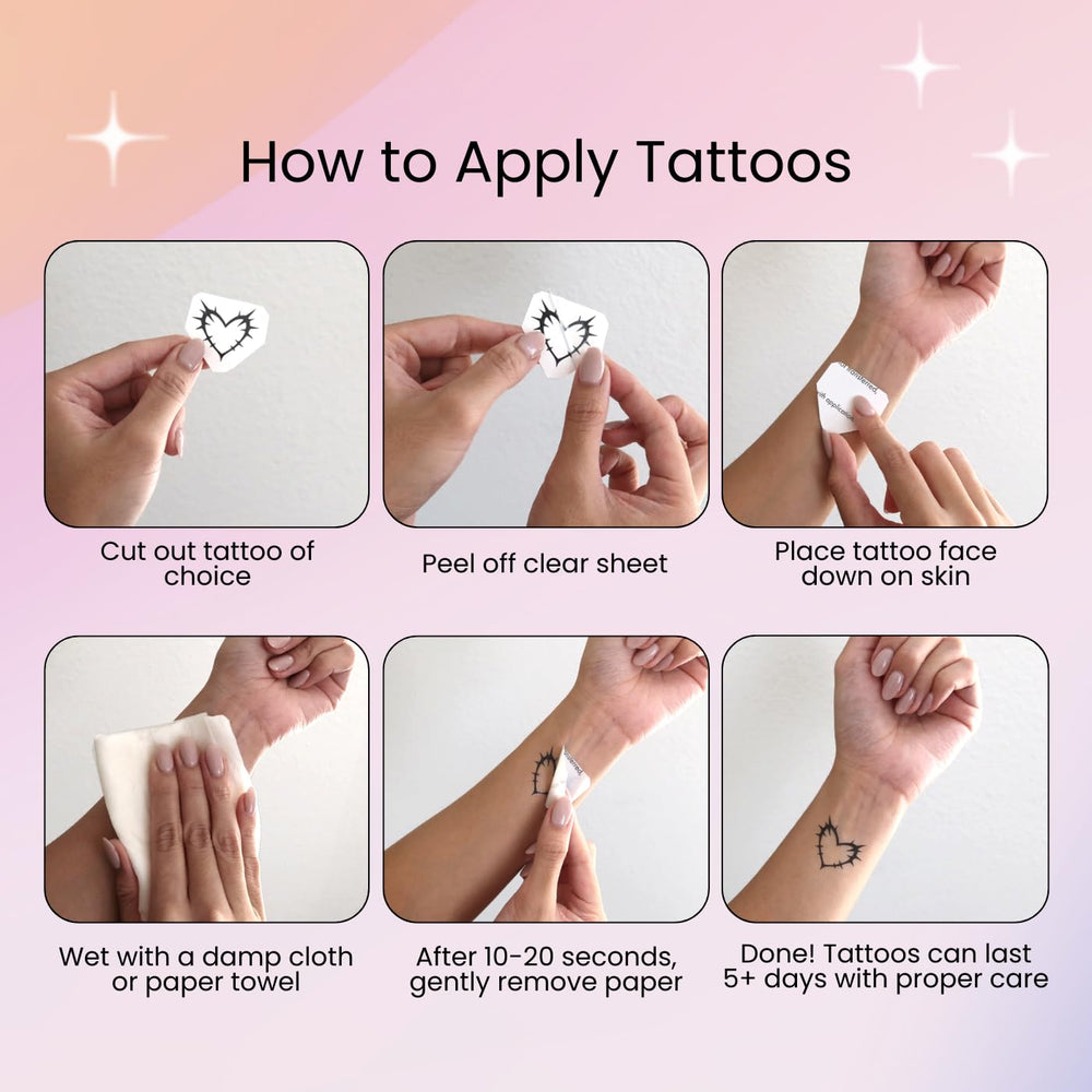 Pixel Hearts easy-application tattoo kit for quick party prep